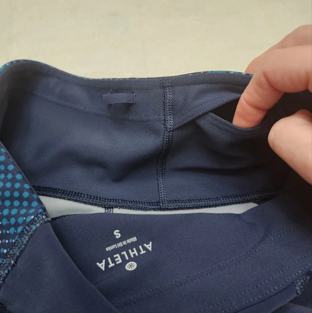 Athleta women navy blue speckled print mesh stretch workout yoga leggings size s - Picture 4 of 9
